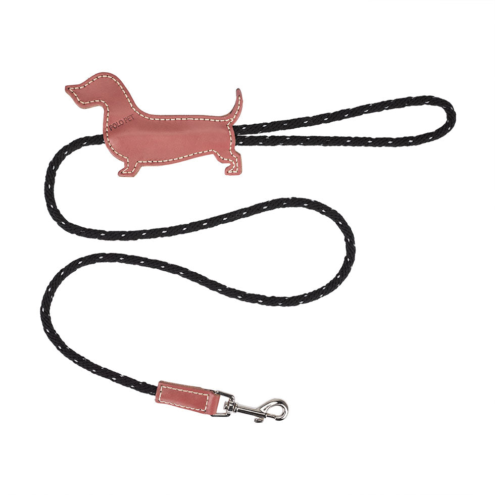 Dachshund black X old pink leash